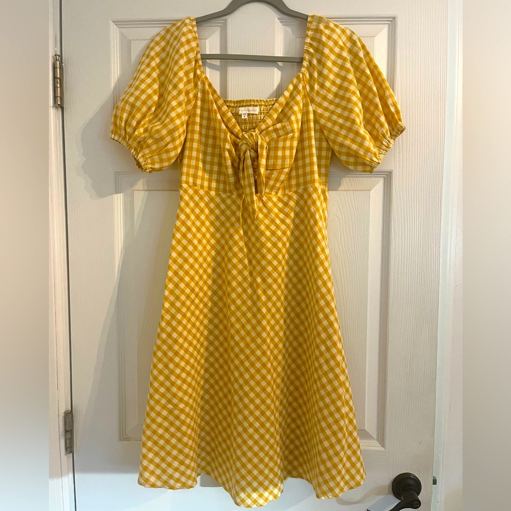 Yellow Gingham medium Maternity dress